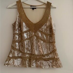Papell Boutique Gold and Silver Sequin Tank Top